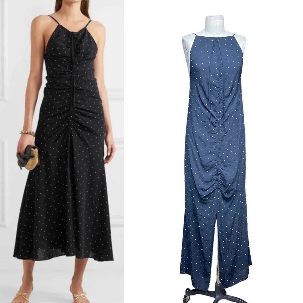Alice McCall Oscar Maxi Dress Sleeveless Ruched Polka Dot Black White Size US 10
